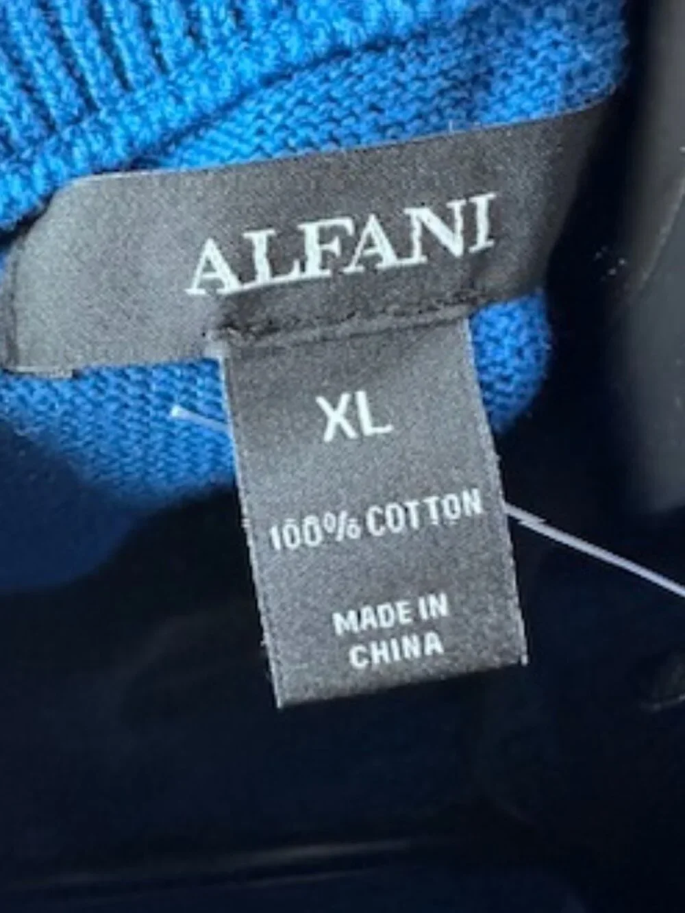 Alfani Men’s XL Blue 1/4 Zip Mock Neck 100% Cotton Pullover Sweater